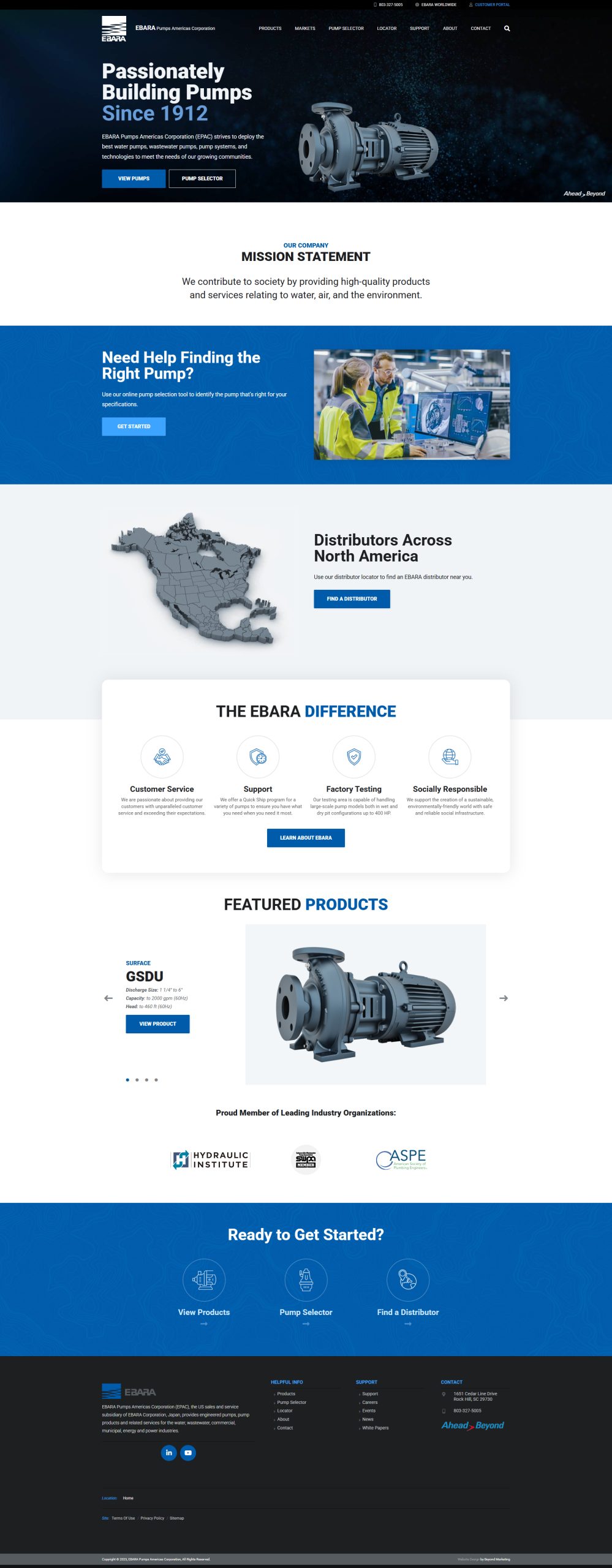 Premium Website Design for EBARA Pumps Americas