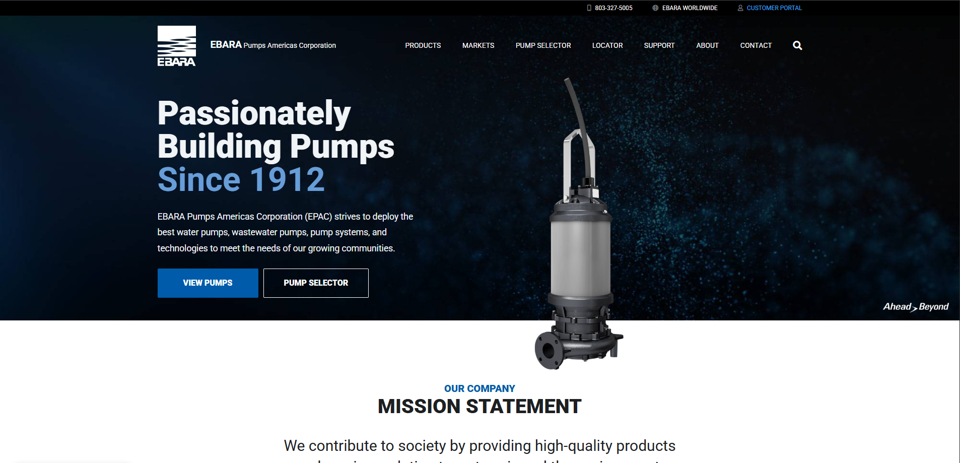 Premium Website Design for EBARA Pumps Americas
