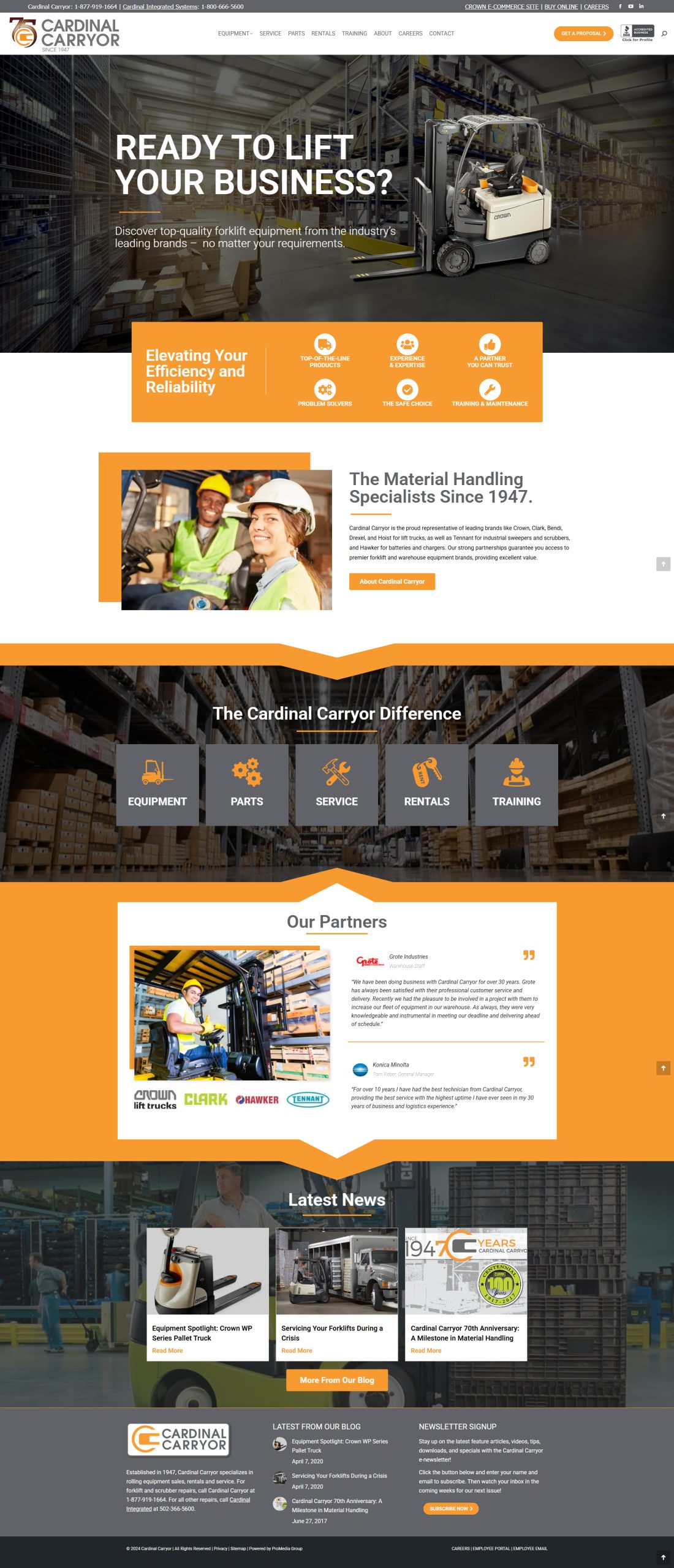 Responsive Wordpress Website for Cardinal Carryor & Cardinal Integrated Systems